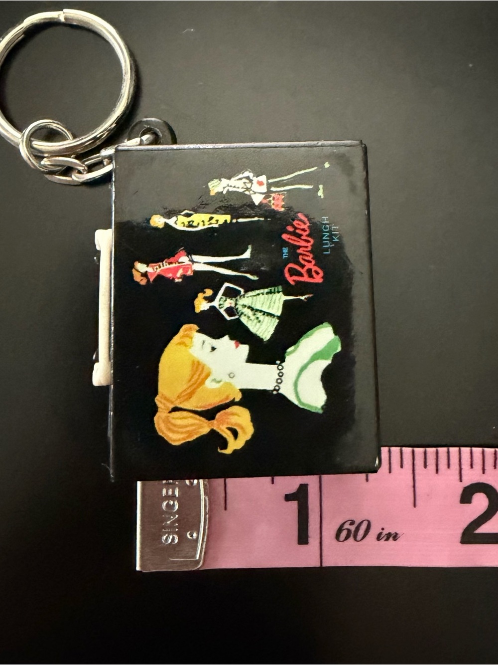 Vintage 1999 Mattel Barbie Black Lunchbox Keychain Mini - Picture 7 of 8